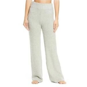 SKIMS Cozy Knit Pants Sz S/M Wide Leg Loungewear Womens Light Blue Teddy Cozy